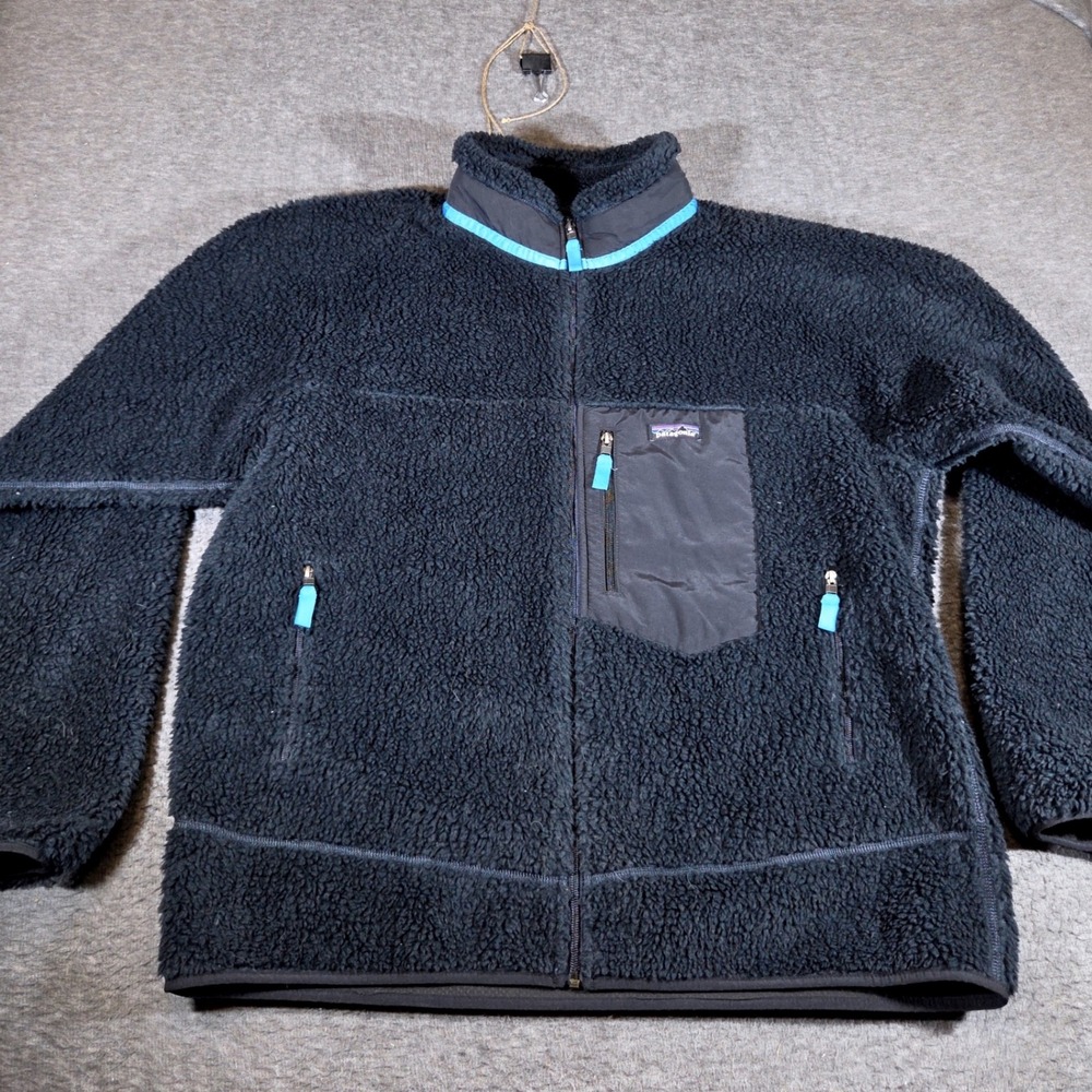Patagonia Retro Pile Fleece Jacket Mens XXL 2XL Black Blue 23056 Gorpcore